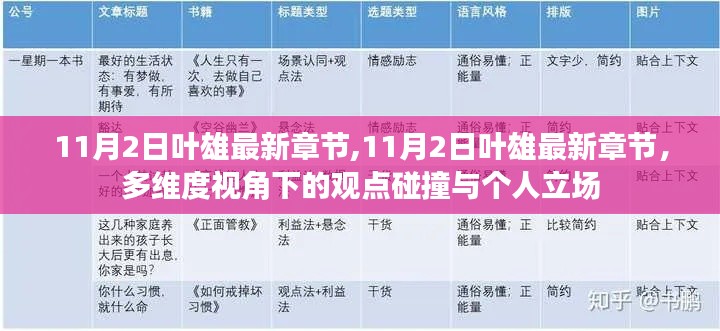 多维度视角下的观点碰撞与个人立场，11月2日叶雄最新章节详解