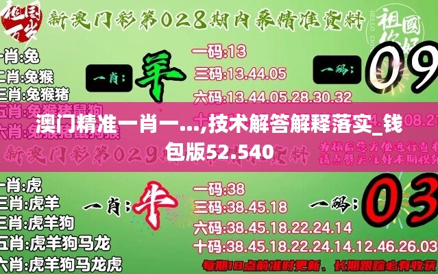 澳门精准一肖一…,技术解答解释落实_钱包版52.540