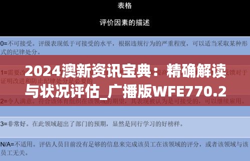 2024澳新资讯宝典：精确解读与状况评估_广播版WFE770.28