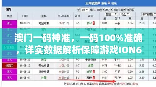 澳门一码神准，一码100%准确，详实数据解析保障游戏ION616.35