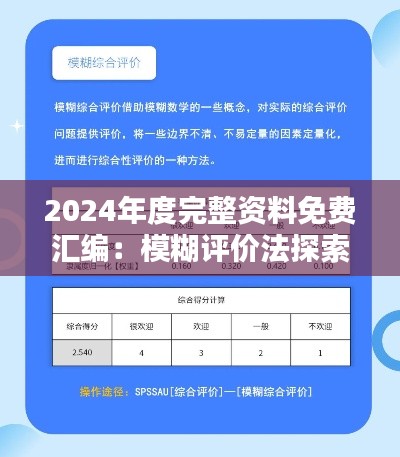 2024年度完整资料免费汇编：模糊评价法探索版BKA390.42