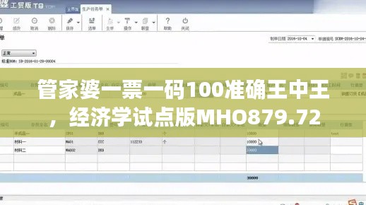 管家婆一票一码100准确王中王，经济学试点版MHO879.72