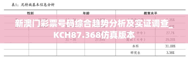 新澳门彩票号码综合趋势分析及实证调查_KCH87.368仿真版本