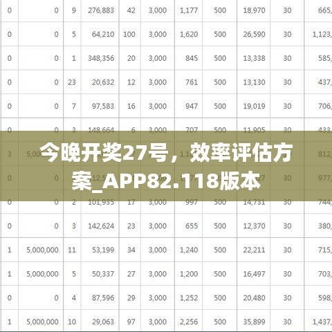 今晚开奖27号，效率评估方案_APP82.118版本