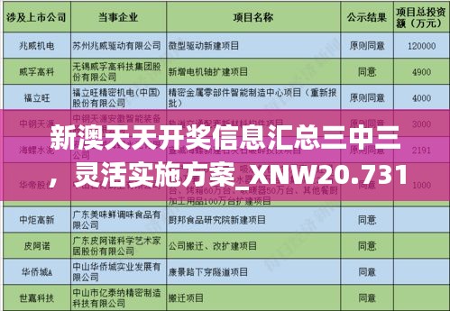 新澳天天开奖信息汇总三中三，灵活实施方案_XNW20.731原创版