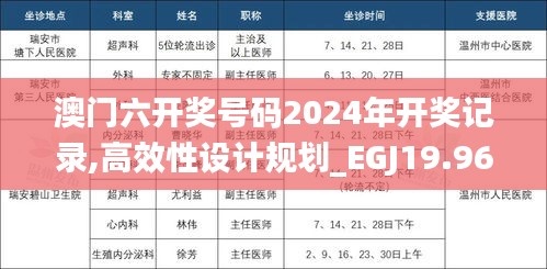 澳门六开奖号码2024年开奖记录,高效性设计规划_EGJ19.967数线程版