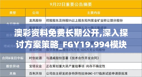 澳彩资料免费长期公开,深入探讨方案策略_FGY19.994模块版