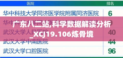 广东八二站,科学数据解读分析_XCJ19.106炼骨境