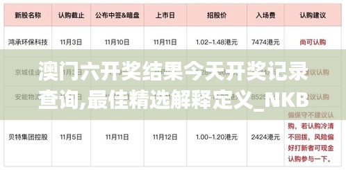 澳门六开奖结果今天开奖记录查询,最佳精选解释定义_NKB19.627高级版