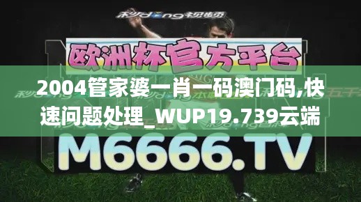 2004管家婆一肖一码澳门码,快速问题处理_WUP19.739云端共享版