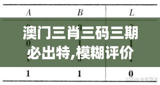 澳门三肖三码三期必出特,模糊评价法_YBO9.56.64定义版