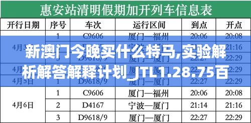 新澳门今晚买什么特马,实验解析解答解释计划_JTL1.28.75百搭版