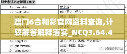 澳门6合和彩官网资料查询,计较解答解释落实_NCQ3.64.40寓言版