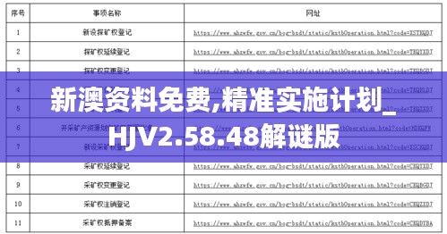 新澳资料免费,精准实施计划_HJV2.58.48解谜版