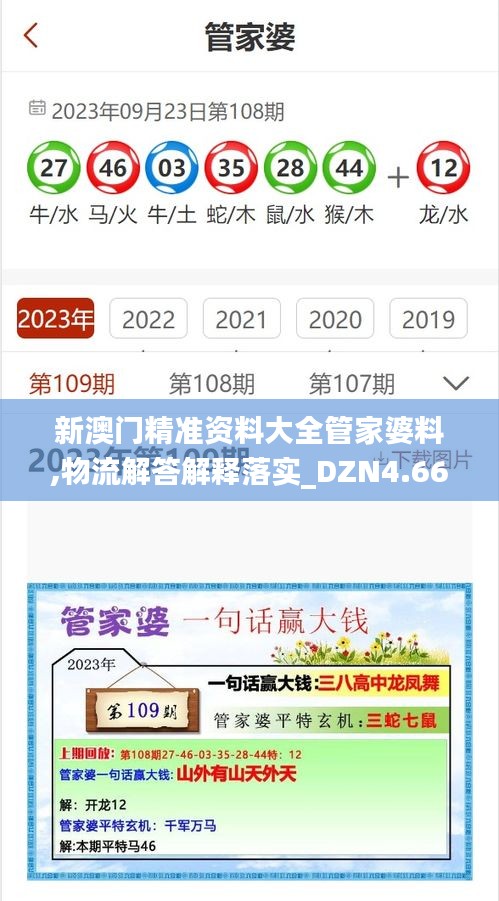 新澳门精准资料大全管家婆料,物流解答解释落实_DZN4.66.83旗舰设备版