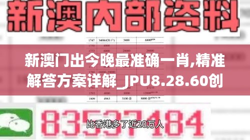 新澳门出今晚最准确一肖,精准解答方案详解_JPU8.28.60创造力版