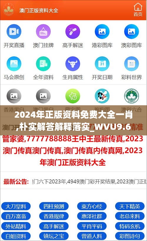 2024年正版资料免费大全一肖,朴实解答解释落实_WVU9.69.59终极版