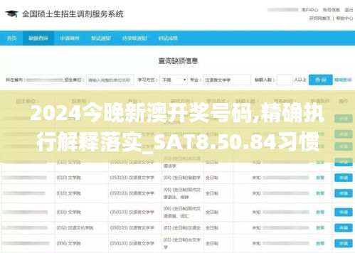 2024今晚新澳开奖号码,精确执行解释落实_SAT8.50.84习惯版