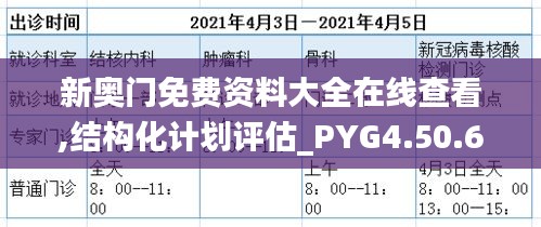 新奥门免费资料大全在线查看,结构化计划评估_PYG4.50.63体验版