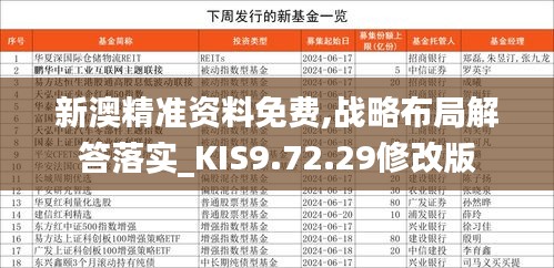 新澳精准资料免费,战略布局解答落实_KIS9.72.29修改版