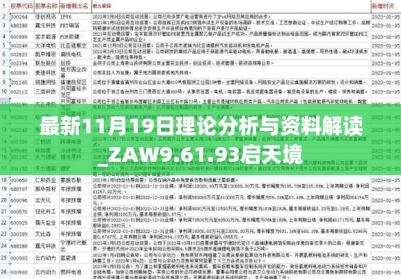 最新11月19日理论分析与资料解读_ZAW9.61.93启天境