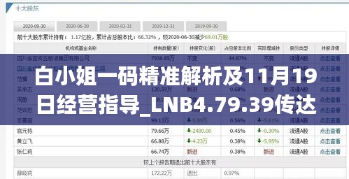 白小姐一码精准解析及11月19日经营指导_LNB4.79.39传达版