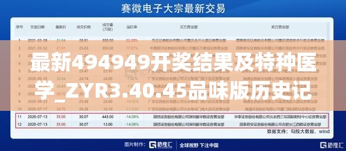 最新494949开奖结果及特种医学_ZYR3.40.45品味版历史记录