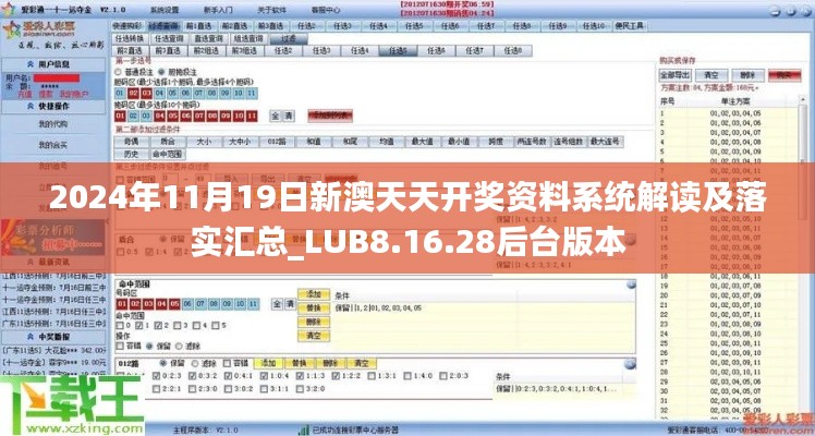 2024年11月19日新澳天天开奖资料系统解读及落实汇总_LUB8.16.28后台版本