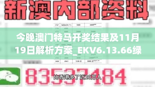 今晚澳门特马开奖结果及11月19日解析方案_EKV6.13.66绿色版