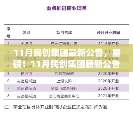 重磅揭秘，民创集团最新公告展望未来发展蓝图，令人瞩目！