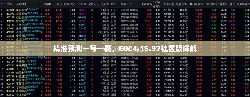 精准预测一号一码，EOC4.15.97社区版详解