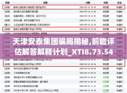 天津安泰集团骗局揭秘,前瞻评估解答解释计划_XTI8.73.54知识版