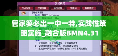 管家婆必出一中一特,实践性策略实施_融合版BMN4.31