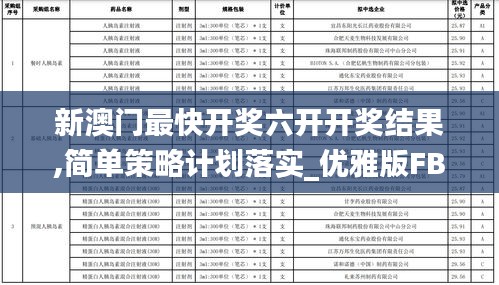 新澳门最快开奖六开开奖结果,简单策略计划落实_优雅版FBU5.50