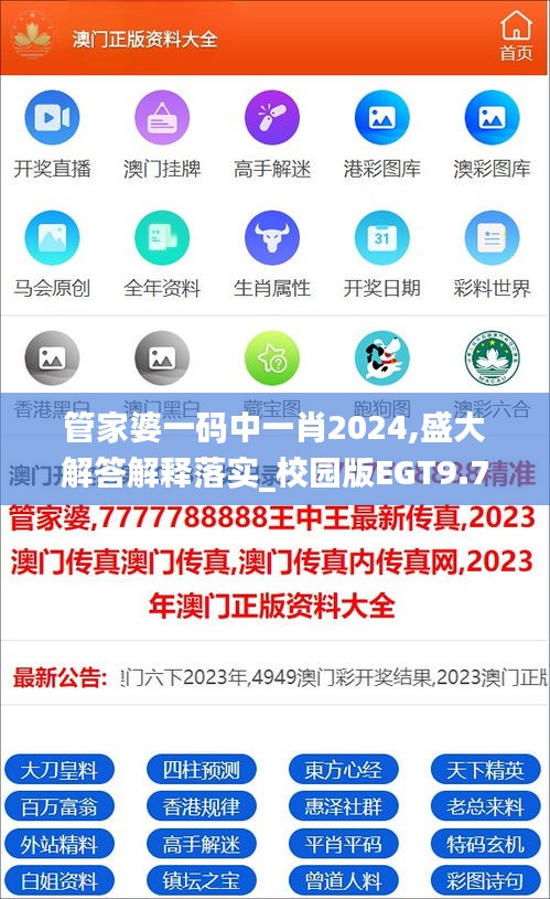 管家婆一码中一肖2024,盛大解答解释落实_校园版EGT9.79