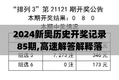 2024新奥历史开奖记录85期,高速解答解释落实_全球版VZP4.78