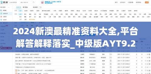 2024新澳最精准资料大全,平台解答解释落实_中级版AYT9.29