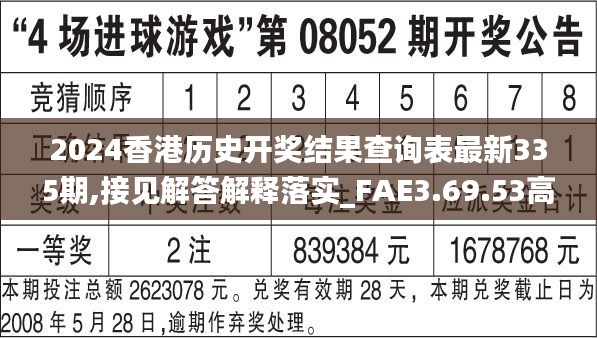 2024香港历史开奖结果查询表最新335期,接见解答解释落实_FAE3.69.53高清晰度版