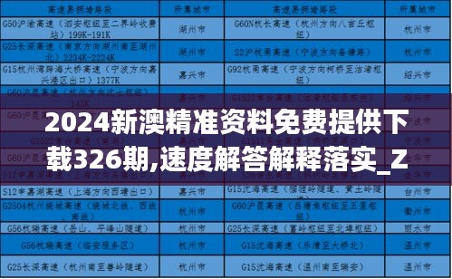 2024新澳精准资料免费提供下载326期,速度解答解释落实_ZJZ5.46.97漏出版