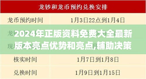 2024年正版资料免费大全最新版本亮点优势和亮点,辅助决策资料包括_TWC15.37