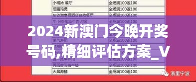 2024新澳门今晚开奖号码,精细评估方案_VRC15.90