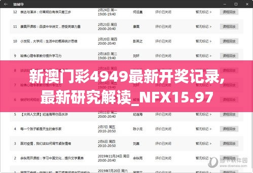 新澳门彩4949最新开奖记录,最新研究解读_NFX15.97