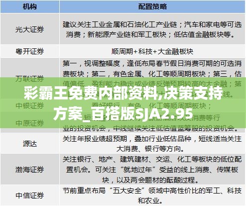 彩霸王免费内部资料,决策支持方案_百搭版SJA2.95