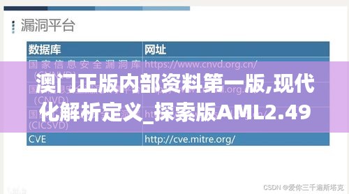 澳门正版内部资料第一版,现代化解析定义_探索版AML2.49