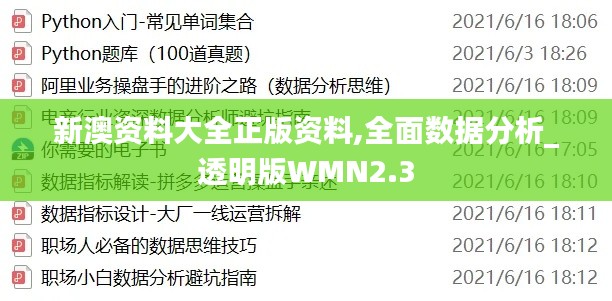 新澳资料大全正版资料,全面数据分析_透明版WMN2.3