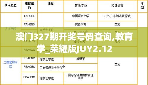 澳门327期开奖号码查询,教育学_荣耀版JUY2.12