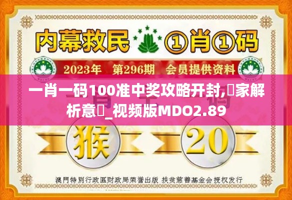 一肖一码100准中奖攻略开封,專家解析意見_视频版MDO2.89