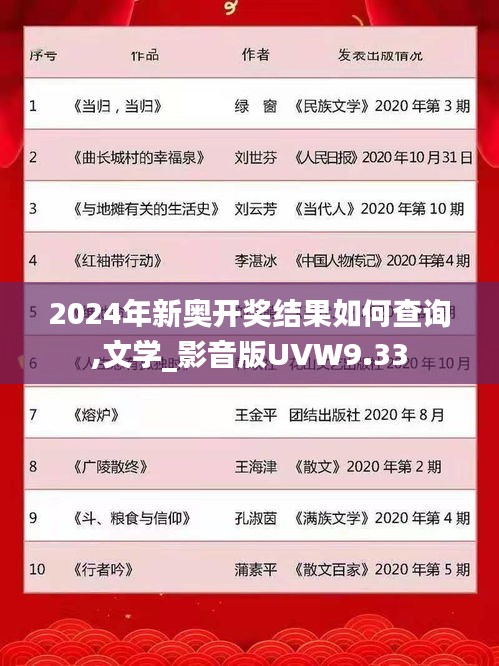 2024年新奥开奖结果如何查询,文学_影音版UVW9.33