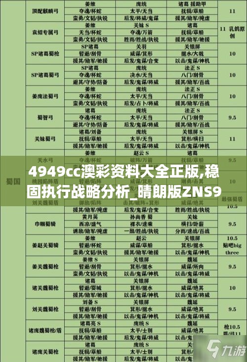 4949cc澳彩资料大全正版,稳固执行战略分析_晴朗版ZNS9.53