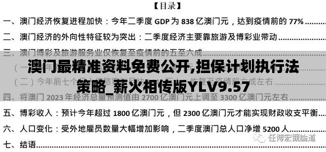 澳门最精准资料免费公开,担保计划执行法策略_薪火相传版YLV9.57